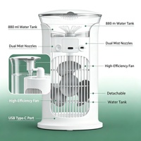 Ventilateur brumisateur portable YULU pour camping en extérieur, avec écran LED, pour patio et pique-nique estival