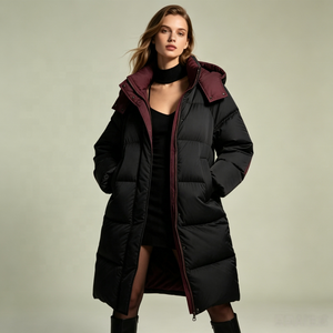 OEM <strong>Women's</strong> <strong>Puffer</strong> <strong>Jackets</strong> for Down Parka Custom ODM Silver Navy <strong>Long</strong> Hooded Winter Outdoor Fashion Warm Thick Quilted Coats - Product Image 2