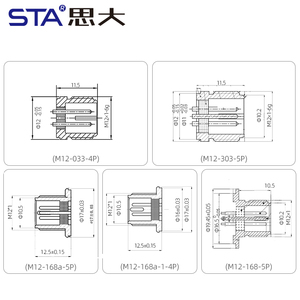 <span class=keywords><strong>Conector</strong></span> Hermético de Sinterización de Vidrio <span class=keywords><strong>M12</strong></span> de <span class=keywords><strong>4</strong></span> <span class=keywords><strong>Pines</strong></span> y 5 Núcleos, Acero Inoxidable 316L, Enchufe de Aviación, Sensor Sellado, <span class=keywords><strong>Conector</strong></span> de Brida - Product Image 3
