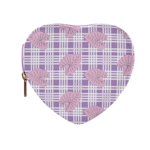 Hawaiian Kalo Custom Organizer Storage Box Heart-shape Purple Palaka Design PU Leather <b>Small</b> Ring Travel Jewelry Box Organizer - Product Image 1