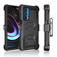 Étui hybride robuste et résistant aux chocs pour Moto, housse en plastique avec socle pivotant, clip de ceinture pour motorola Edge (2021) / Edge 5G UW