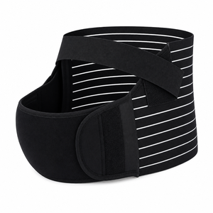 Faja de Soporte de <span class=keywords><strong>Embarazo</strong></span> Ajustable 3 en 1 con Rayas para Alivio del Dolor Pélvico y Soporte Postural, Banda de Maternidad Negra - Product Image 1