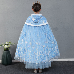 New Elsa Girls Plus Velvet Cloak Cape Girl Princess Kids Children Cartoon Hooded Shawl Clothing - Product Image 6