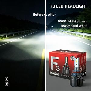 선라이즈 F3 H11 자동차 LED 헤드라이트 12V 100W 10000LM 6500K IP68 방수 듀얼 팬 캔버스 플러그 앤 플레이 범용 장착 - Product Image 3