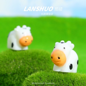 Figura de Vaca Miniatura Lanshuo, Modelo Animal de Resina, Decoración para el Hogar, Juguete - Product Image 1