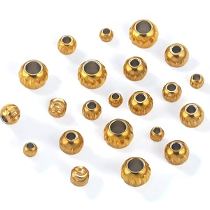 Diamond Cut Round <b>Beads</b> | 18K PVD Gold Plated Stainless Steel Faceted Loose Spacer <b>Beads</b> for DIY <b>Bracelet</b> Necklace <b>Making</b> - Product Image 2
