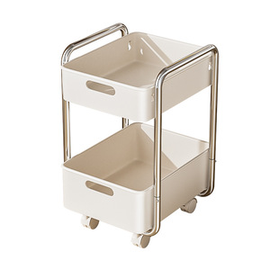 Carrito organizador de oficina, carrito de almacenamiento de 2 niveles con ruedas, cajonera portátil de plástico para escritorio, espacio de trabajo, uso multiusos - Product Image 1