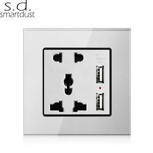 Enchufe Universal de 5 Pines, 10A, Compatible con WIFI, Panel de Vidrio, Enchufe Eléctrico Múltiple de Pared con 2 Puertos USB - Product Image 2
