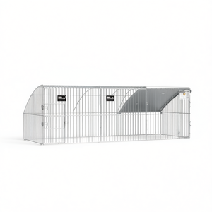 Jaula para Pollos de Metal Plateado de 236.22 x 78.74 x 78.74 Pulgadas con Amplio Espacio entre Barras de Unión para el Cuidado de Animales - Product Image 1