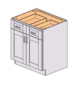 Mobile base da cucina moderno Sunique Sydney White Shaker, 30 pollici di larghezza, 24 pollici di profondità, da parete, con 2 cassetti - Product Image 1