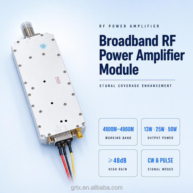 GUORESOUN RF Power Amplifier Module 4800M-4960M 100M-6000M 13W 25W 50W High Gain 48dB for Coverage Enhancement