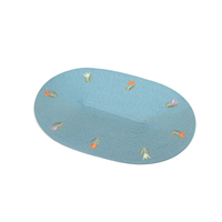 Set de table ovale en PP tissé, broderie tulipe, style zen asiatique, recyclable, résistant à la chaleur, écologique, épaisseur 1 mm, pour salle à manger et cuisine
