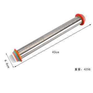 Rouleau à pâtisserie en acier inoxydable de 16 pouces avec anneaux amovibles à 4 épaisseurs réglables, motif floral, écologique - Product Image 6
