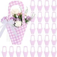Sacs fourre-tout à fleurs en papier à carreaux, emballage cadeau pour fleuristes pour mariage et fête de fiançailles