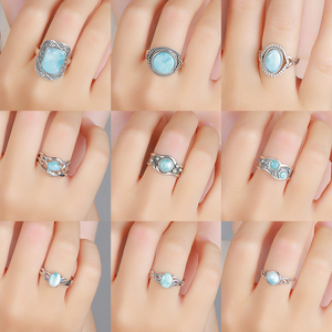 XYOP手作り<span class=keywords><strong>925</strong></span>スターリングシルバージュエリー子供用完璧なスタイル天然ラリマーリング卸売メーカー - Product Image 2