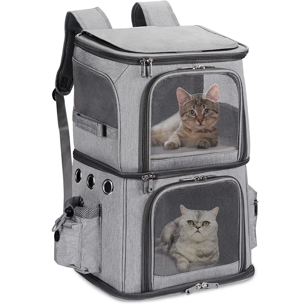 FREE SAMPLE Double-Compartment Pet Carrier Backpack for Small pet, Cat Travel Carrier for 2 Cats, Perfect for Traveling