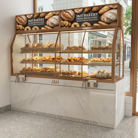 Étagère de présentation sur mesure pour boulangerie, vitrine à gâteaux, présentoir à pain, design professionnel, éclairage LED, en acier inoxydable, équipement de magasin en gros