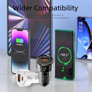 ที่ชาร์จในรถยนต์ USB Type-C กำลังไฟ 75W PD ชาร์จเร็วพิเศษ QC3.0 สำหรับโทรศัพท์มือถือ/หูฟัง - Product Image 5