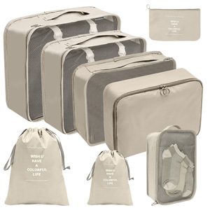 Sac de rangement pour valise de voyage avec logo personnalisé, ensemble de 9 organisateurs de compression, cubes de rangement pour bagages de voyage, sacs de rangement pour bagages - Product Image 1