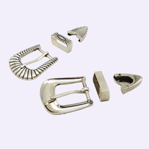 Usine bon prix 25mm boucle de ceinture de style occidental pour femmes boucle à ardillon 3 pièces en alliage de zinc rayé - Product Image 5