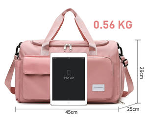 Sac de voyage extérieur personnalisé avec logo, sac de sport imperméable pour femme, sac de yoga rose, sac de voyage pour une nuit - Product Image 5