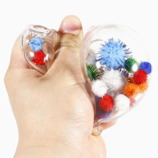 Colorful Soft Toy with Colorful Bead Hand Squeeze Sensory Stress Relief Squishy Ball Age Range 5 7 Years Made TPR Material