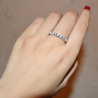 Bague empilable classique, plaquée cuivre avec or blanc, bague entièrement sertie de micro-pavés de diamants pour femme, accessoire articulé