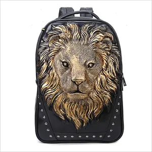 Punk kabartmalı sırt çantası erkek dış ticaret sıcak hayvan aslan kafası sırt çantası açık su geçirmez gelgit seyahat bilgisayar çantası