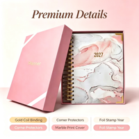Carnet de notes/journal quotidien A6 à spirale, reliure cousue, couverture rigide en PVC, impression UV, 136 feuilles, idéal pour un cadeau