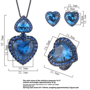 Fashion Eco-friendly Copper 15*15MM Cubic Zirconia Heart Shaped Black Gold Plated Jewelry <b>Set</b> for Women - Product Image 3