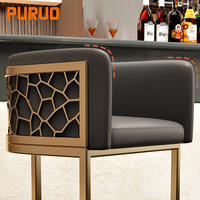 Tabouret de bar en nid d'abeille de luxe Puruo chaise haute comptoir îlot de cuisine chaise de bar en métal doré tissu noir et blanc