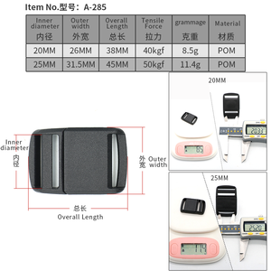 Logo kustom Pom hitam 20mm 25mm 32mm gesper pelepas samping untuk sabuk bantal berbentuk U - Product Image 2