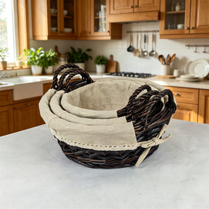 Ensemble de paniers en osier rustiques <span class=keywords><strong>avec</strong></span> doublure amovible, panier de rangement tissé à la main pour la décoration de la maison, organisateur, panier à fruits, panier cadeau - Product Image 3