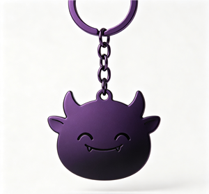 Purple Metal Key Chain Cartoon Devil Pendant <b>Custom</b> Logo Keyring Promotional Gift Souvenir - Product Image 1