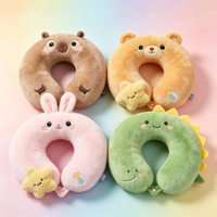 Coussin de voyage en peluche en forme d'animal mignon pour le cou, confortable et doux pour avion et voiture