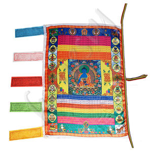 Bandera de caballo de viento de satén tibetano Budismo tibetano Banderas de oración de Buda - Product Image 1
