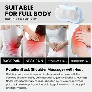 Travesseiro de massagem relaxante elétrico confortável portátil, vibrador para pescoço, lombar, ombro, coluna cervical, cintura, travesseiro de massagem