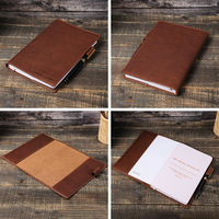Couverture de carnet en cuir véritable personnalisée A5, rétro, rechargeable, cadeau, journal, planificateur, avec emplacement pour stylo
