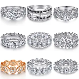 Benutzer definierte feine Schmuck Ehering Rhodium vergoldeten Schmuck Frauen nicht trüben Finger Verlobung sring 925 Sterling Silber