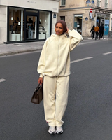 Ensemble 2 pièces personnalisé pour femme, tenue de sport modeste en coton pour l'hiver, comprenant une tunique à capuche zippée à manches longues et un pantalon de survêtement pour l'entraînement, collection 2026