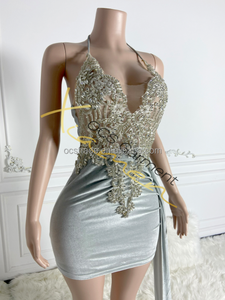 Ocstrade串珠贴花紫色水晶迷你连衣裙女性水钻刺绣连衣裙性感短长尾舞会连衣裙优雅 - Product Image 4