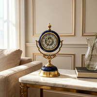 Horloge de bureau silencieuse Art Déco en céramique cloisonnée de luxe, dorée vintage, pour décoration d'intérieur cheminée, salon et chambre