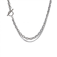 Bracelet tendance double couche en acier inoxydable avec fermoir OT, plaqué or 18 carats, style vintage, empilable, accessoires de poignet