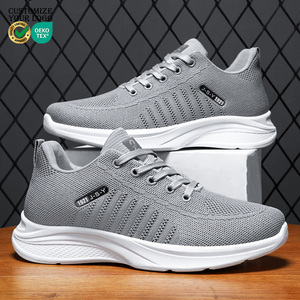 Wholesale Breathable Mesh Soft Sole <b>Lightweight</b> <b>Men</b> Casual Walking Sports <b>Shoes</b> Custom Logo Fashion Grey Running Sneakers - Product Image 1
