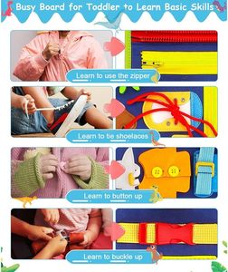 Diy รู้สึกมอนเตสเซอร์กระดานยุ่งประสาทสัมผัสกระดานกิจกรรมเด็กวัยหัดเดินการศึกษาในช่วงต้น - Product Image 4