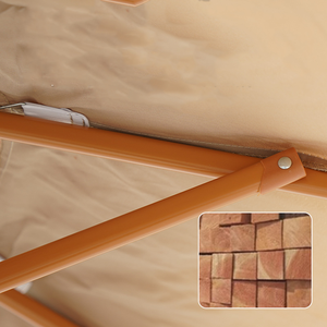 Açık taklit ahşap çift katmanlı bahçe şemsiyesi rüzgar geçirmez çelik direk veranda şemsiye tabanı ile - Product Image 3