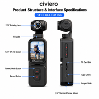 Caméra d'action numérique sportive WiFi avec suivi automatique du visage, mini caméra ultra HD 5K de la taille d'un pouce avec objectif rotatif à 270 degrés pour Vlog