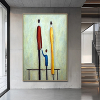 Grande peinture murale abstraite minimaliste faite à la main, texture moderne, décoration intérieure, portrait figuratif, peinture acrylique sur toile