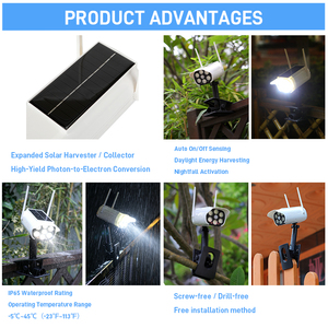 Lampe murale solaire de sécurité Solarup avec caméra factice 2-en-1, extérieure, IP65, détecteur de mouvement, <span class=keywords><strong>LED</strong></span> à clipser pour porche et garage, sans câblage - Product Image 2