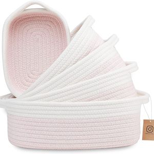 Juego de 5 Cestas de Cuerda de Algodón Natural, Cestas de Almacenamiento Tejidas Estilo Escandinavo, Organizadores Seguros para Bebés con Asas Reforzadas - Product Image 3